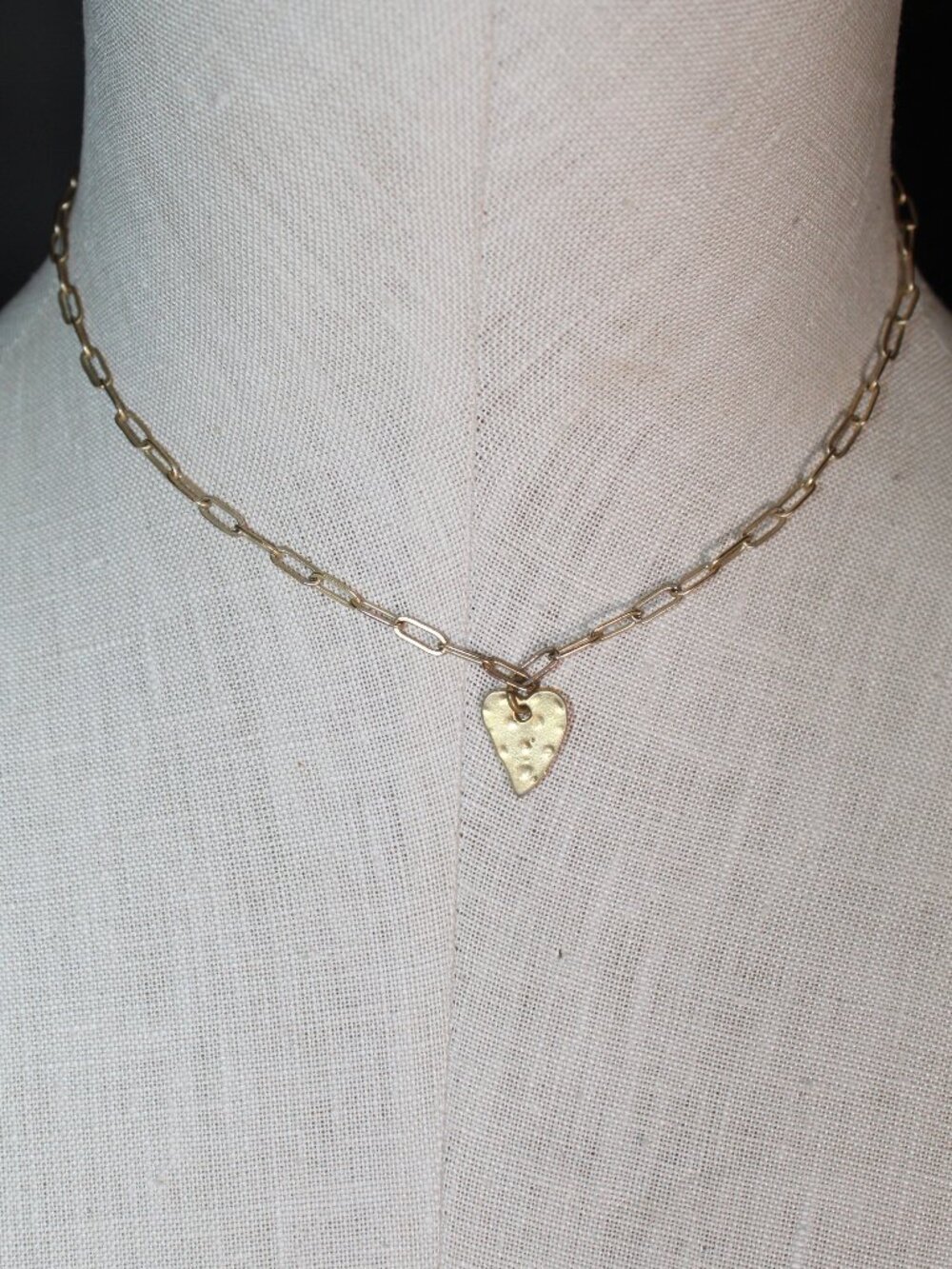 Gold-Tone Large Oval Link 16" Chain with Small Heart Pendant